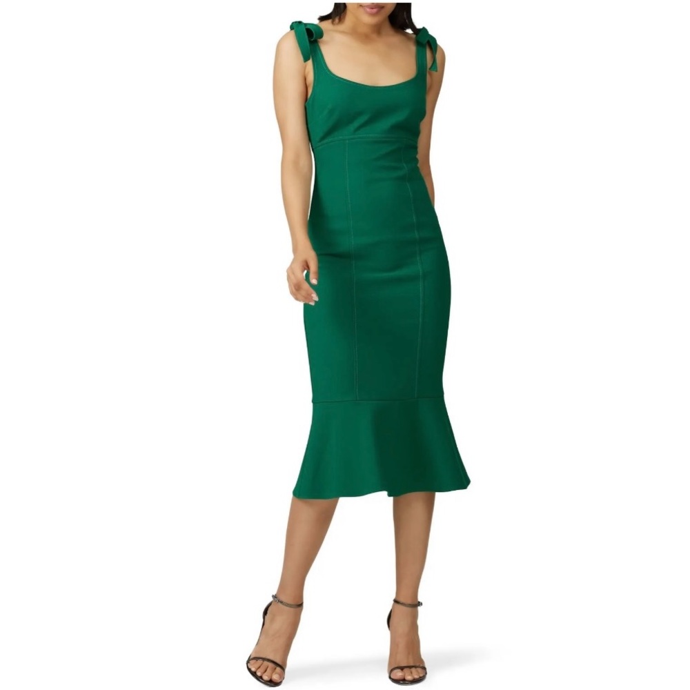 Likely Kelly Green Ellery Shoulder Tie Midi Sheath Dress Size 4